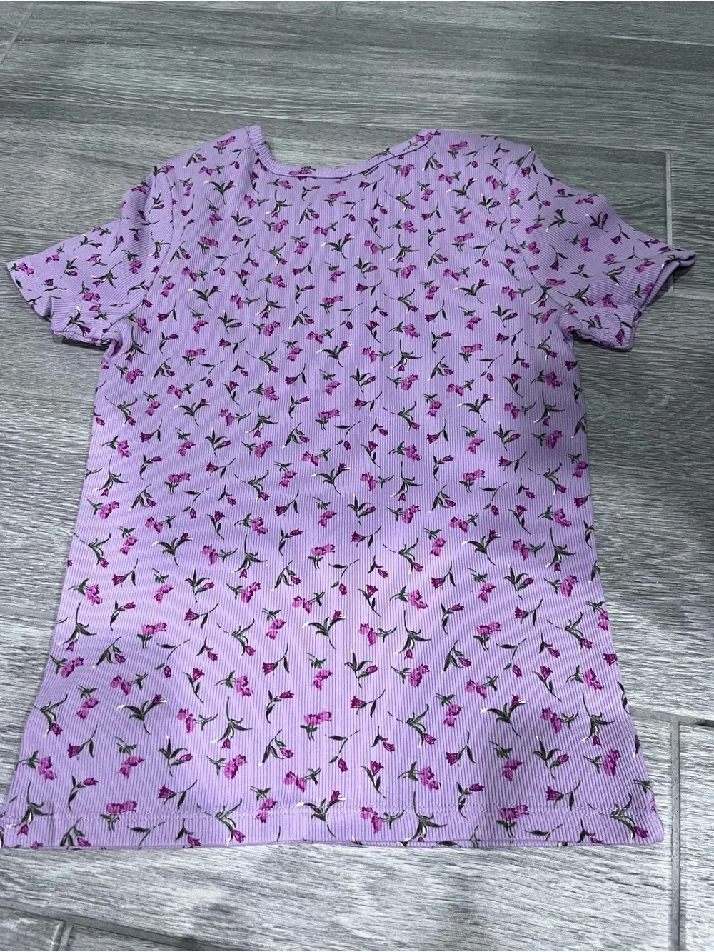 GAP Lilac Tee with Pink Floral Print